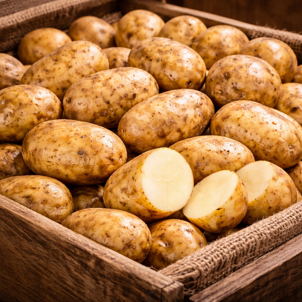 fresh potatoes in rustic crate (1)